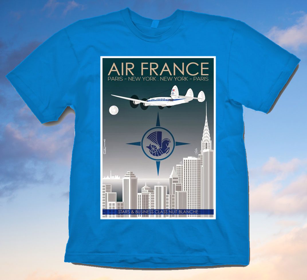 Air-France-New-York-Blue.jpg Air France "New York" Poster Shirt - Image 1