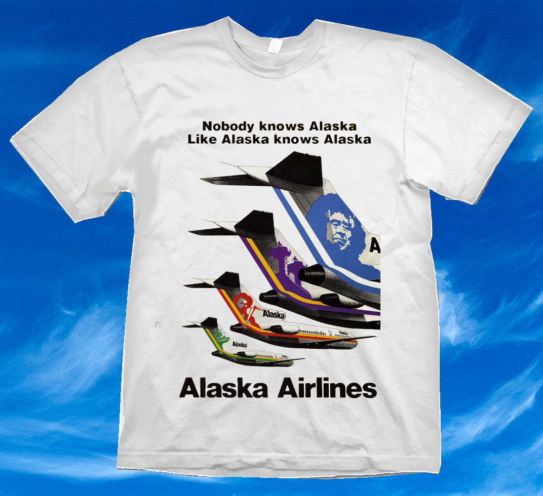 Alaska-727-Tails-NEW.jpg Alaska Airlines B-727 Tails (on White Shirt) - Image 1
