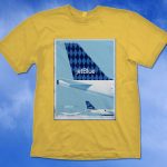 Jet Blue on Gold Shirt!