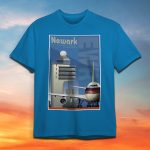 Newark Airport Tribute Shirt on Blue.