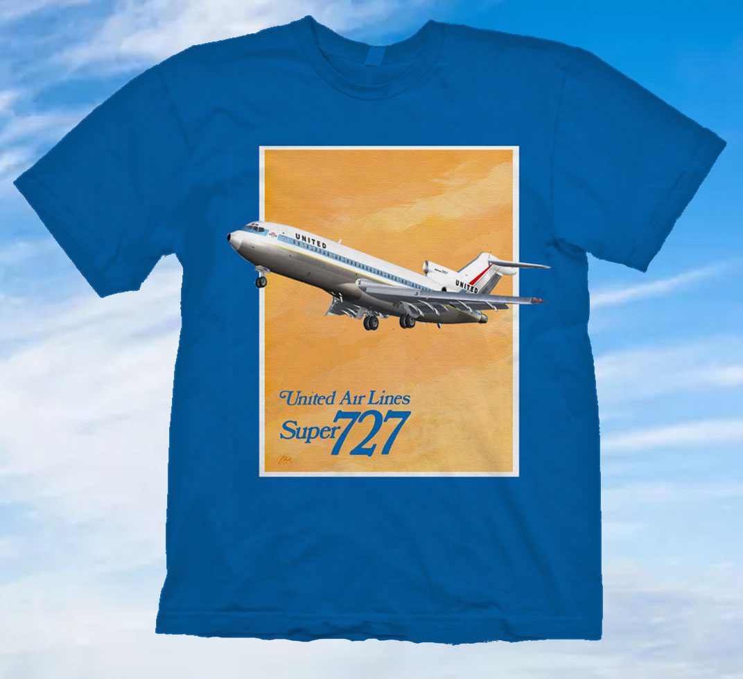 United-B-727-NEW.jpg United "Super 727" Poster Shirt. - Image 1