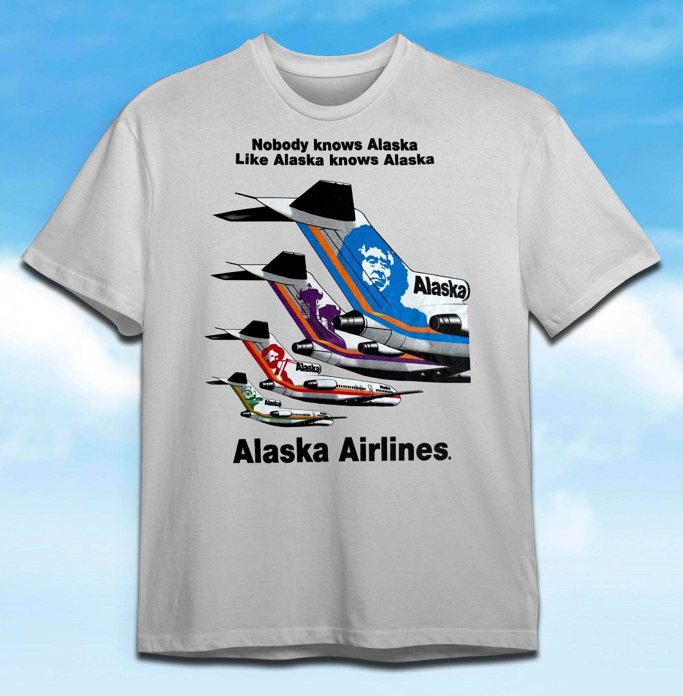 Alaska Airline Alaska Airlines B-727 Tails (on Ice Gray Shirt) - Image 1