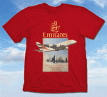 Emirates Airbus A-380 on Red.