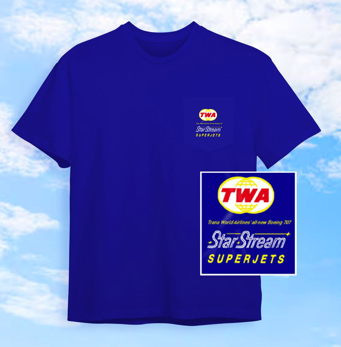 TW707Front TWA B-707 (Printed Both Sides with Pocket) - Image 1